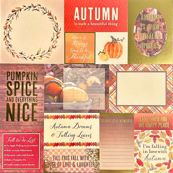 Fall Scrapbook Paper! Beautiful Autumn Colors! 12x12 Premium Card Stock! - Picture 3 of 12